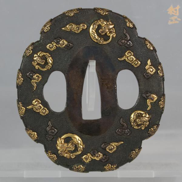 Shakudo Tsuba with Dragons