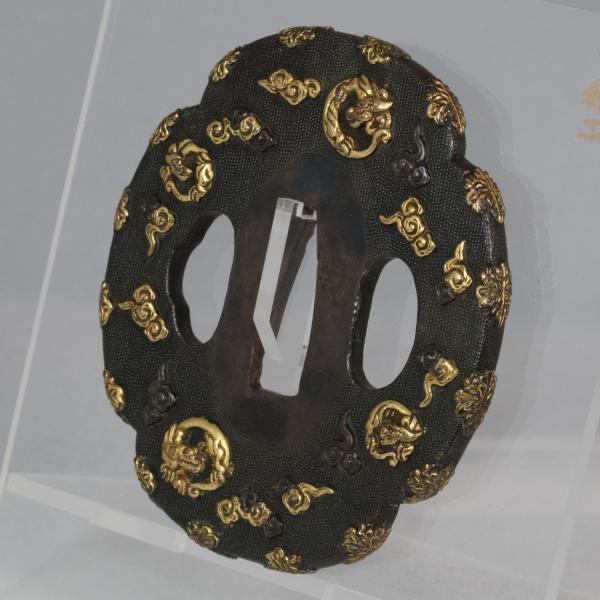 Shakudo Tsuba with Dragons